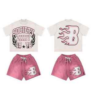 Ensemble short deux pièces pour homme avec t-shirt et short 100% coton, couleur unie, vêtements d'été pour l'entraînement sportif et fitness - Product Image 3