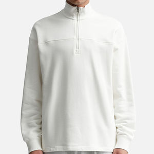 Vente en gros de pulls à demi-fermeture éclair de haute qualité sweats pour hommes avec logo personnalisé brodé en polaire à manches longues 100% coton - Product Image 3