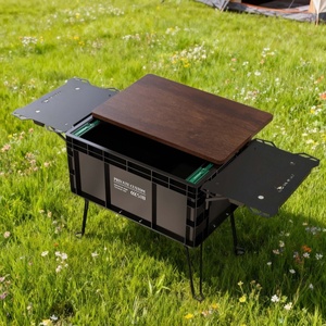 Cajas Plegables Ligeras para Almacenamiento y Transporte para Campamento, Picnic y Actividades al Aire Libre con Tapas <span class=keywords><strong>de</strong></span> Madera - Product Image 2