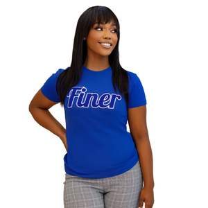 T-shirt en chenille plus fin Zeta Phi Beta Sorority Coton doux Broderie argentée scintillante Élégant Coupe confortable Vêtements grecs classiques - Product Image 1