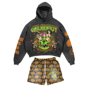 Conjunto de Sudadera con Capucha y Pantalones Cortos de Verano Personalizados para Hombre, Forro de Felpa Antibacteriano, 100% Algodón, Bordado 3D, Bolsillos Laterales, Alta Calidad - Product Image 2