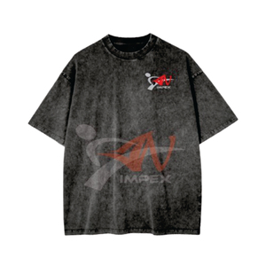 Camiseta de Algodón Lavada al Ácido Extra Grande de Alta Calidad para Hombre, Impresión de Logotipo Personalizado, Transpirable, Ecológica, de Manga Corta - Product Image 1