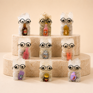 Figurine <span class=keywords><strong>Groot</strong></span> en cristal naturel avec lunettes, décoration de bureau mignonne sculptée à la main, 6 cm - Product Image 2
