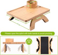Plateau d'accoudoir de canapé en bois de manguier avec porte-gobelet rotatif à 360°, pliable, à clipser sur le côté