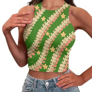 Custom Logo Summer Women's <b>Short</b> Sweet Crop Tank <b>Top</b> Spandex/Polyester <b>Sleeveless</b> Racerback - Product Image 3