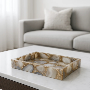 Plateau de toilette en agate moderne de luxe, décoration d'intérieur personnalisée, accessoires de salle de bain, écologique, résistant à la chaleur, personnalisable - Product Image 4