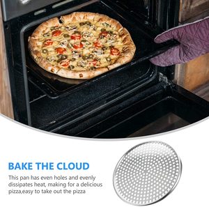 Quantité en vrac fournie Grille à pizza ronde perforée en aluminium Grillage déployé Plaque à pizza Casserole croustillante Poêle à pizza à croûte mince - Product Image 5