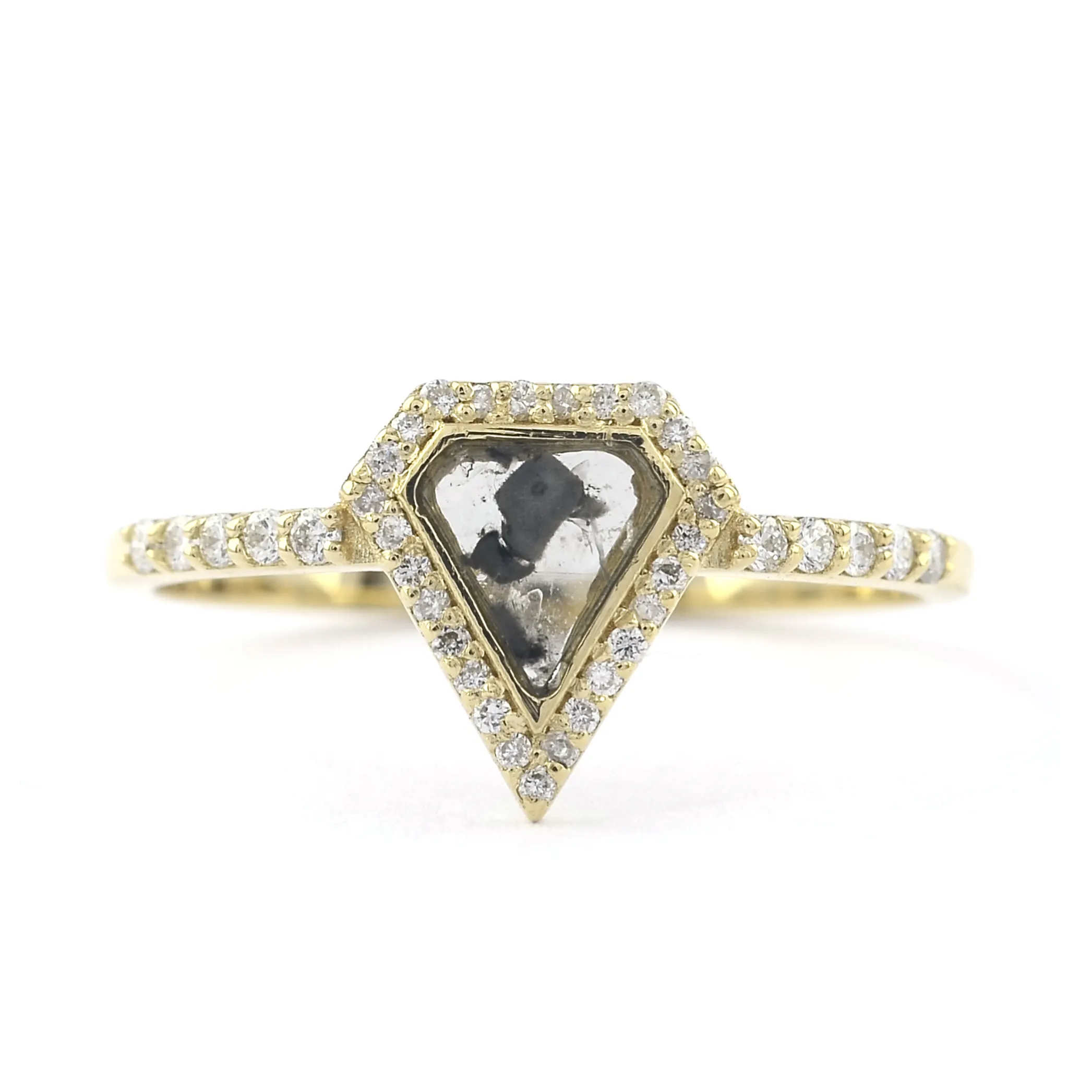 Perhiasan berlian 18k emas padat cincin berlian asli garam dan lada Iris berlian pertunangan cincin pernikahan kerajinan perhiasan emas