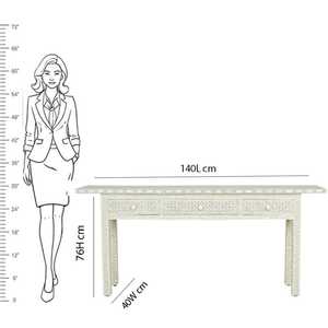 Mesa de consola con incrustaciones de hueso moderna de gama alta, muebles artesanales indios azules y blancos decorativos para habitaciones de hotel e interiores de casas - Product Image 6