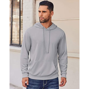 Sweat-shirt à capuche en polycoton uni pour homme, coupe régulière, manches longues, confortable - Product Image 1