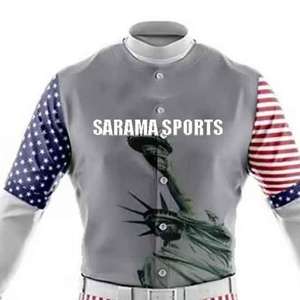 Best Quality Custom Adult Men's Baseball Jersey Uniform Design Sublimated Breathable Plus Size Softball Button <b>Down</b> - Product Image 3