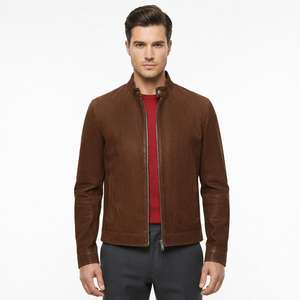 <b>Men</b> <b>Casual</b> Slim Fit Leather Biker <b>Jacket</b> - Product Image 4