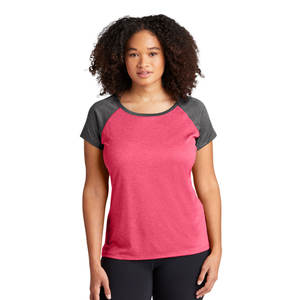 OEM mejor calidad verano moda algodón poliéster cuello redondo raglán manga corta Camiseta logotipo personalizado contraste camiseta para mujer - Product Image 2