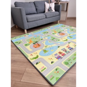 120x140x1,2 cm Alfombra de juego para bebés XPE de doble cara-Enrollable, impermeable, carrera de coches de espuma no tóxica-Verde - Product Image 5