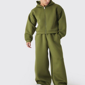 The Unisex Hooded Tracksuit Mens Full Zip <b>Jogger</b> Set Embroidded Unisex Black Tracksuit - Product Image 6