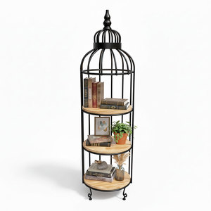 KTB68086 3-Tier Bird Cage Display <b>Shelf</b> Wall & Display <b>Shelves</b> with Iron Frame - Product Image 1