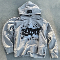 Diseño personalizado hombre púrpura azul gris sudaderas con capucha sin bolsillos 3D puff impresión gráfica para hombres unisex