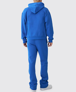 OEM Survêtements de luxe imprimés de haute qualité 100% coton surdimensionné avec fermeture éclair Ensemble pantalon de survêtement à capuche double couche évasé avec logo personnalisé 2026 - Product Image 2