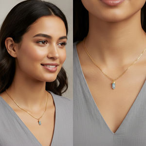 Collar de Plata de Ley con Colgante Chapado en Oro con Forma de Bala Pequeña de Aguamarina - Joyería de Moda para Fiesta de Compromiso - Product Image 6