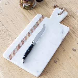 Mármol hecho a mano de forma redonda de diseño único con tabla de cortar de madera para uso en hoteles y hogares - Product Image 4