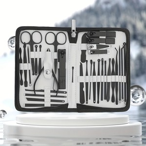 Ensemble professionnel de 32 outils de manucure, coupe-cuticules à lame droite et kit de pédicure avec outils de nail art - Product Image 5