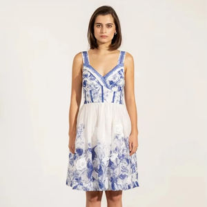 Vestido de algodón indio hecho a mano con estampado floral, ropa informal de verano, regalo personalizado a la venta, suministro ODM - Product Image 1