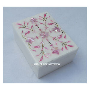 กล่องเครื่องประดับมุกฝังหินอ่อนสีขาวแฮนด์เมดใหม่ล่าสุดล่าสุดกล่องเครื่องประดับมุกฝังหินอ่อนสีชมพูสำหรับของขวัญแต่งงานและของตกแต่งงานปาร์ตี้ - Product Image 1