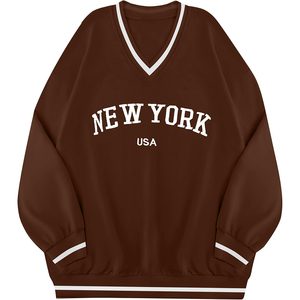 Personnalisé de haute qualité femmes sweats femmes vêtements sport bonne impression logo pull col en v manches longues haut court sweat-shirt - Product Image 5