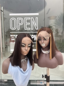 Blunt Cut <b>Wigs</b> Human Hair Transparent Extension Straight High Density Dye Color - Product Image 4