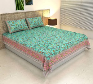 Sábanas de Algodón Hechas a Mano de Primera Calidad con Estampado Tradicional Jaipuri, Multicolores, para Uso Doméstico y Hotelero, Producto al por Mayor - Product Image 1
