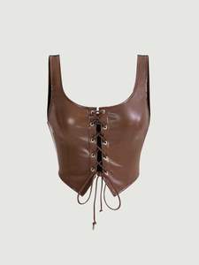 Genuine <b>Leather</b> <b>Corset</b> Perfect for Waist Training & Style Vegan Edgy Chic and Cruelty Free Timeless Elegance - Product Image 2