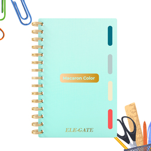 Cuaderno A5 de 80 Hojas con Páginas Rayadas, 4 Separadores de Colores, Encuadernado en Espiral, Agenda Estilo Diario con Logotipo Personalizado - Product Image 1