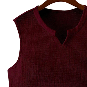 Camiseta sin mangas texturizada para hombre, chaleco informal de verano con cuello en V, suave, cómoda, transpirable, ligera, a la moda - Product Image 3