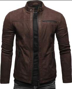 Veste en cuir pour hommes de couleur unie avec logo sur mesure Veste en cuir pour hommes de différentes tailles - Product Image 4