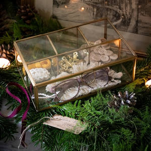 Boîte à bijoux de Noël en verre de luxe moderne Snap or métal cadre en laiton matériel élégant décor à la maison multi-partitions stockage pour - Product Image 3