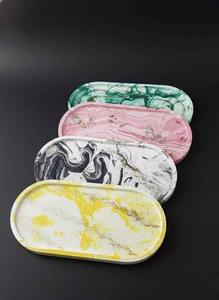 ถาดเรซิ่นตกแต่งหลากสี ถาดจัดระเบียบเครื่องสำอาง ของตกแต่งบ้าน ถาดเรซิ่นทรงรี ถาดวางของบนโต๊ะเครื่องแป้ง คุณภาพสูง - Product Image 2
