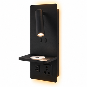 Lampada da Parete per Lettura con Ricarica Wireless e Prese USB-C/USB-A per Camere d'Albergo, Produzione OEM - Product Image 1