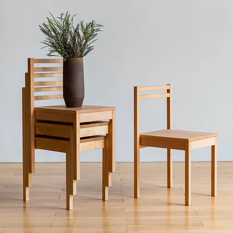 Modern stackable hardwood furniture cafe restaurant solid wood monobloc dining chair