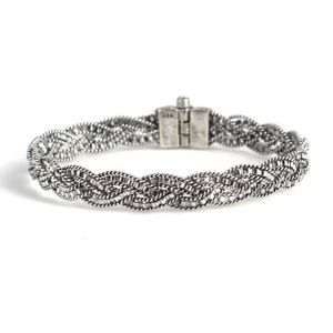Bracelet en argent sterling 925 fait main, fil torsadé et tresse ondulée, bijoux fins à maillons et chaînes - Product Image 2