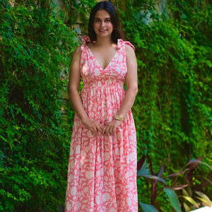 ชุดเดรสยาวผ้าลินินพิมพ์ลายดอกไม้คุณภาพสูงสำหรับผู้หญิง ซักได้ เหมาะสำหรับทุกโอกาส ของขวัญสำหรับเธอ - Product Image 1