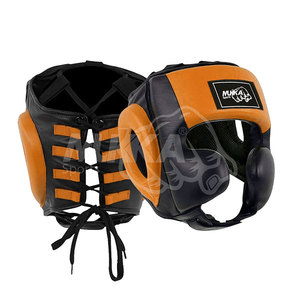 Protector de cabeza de boxeo de cuero profesional de alta calidad superventas para entrenamiento de MMA al por mayor - Product Image 1