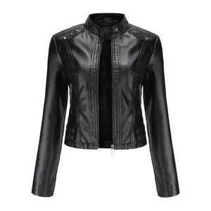 Chaqueta de piel sintética para motociclista para mujer, abrigo transpirable con relleno de algodón para primavera y otoño, cierre de cremallera, 2025 - Product Image 4