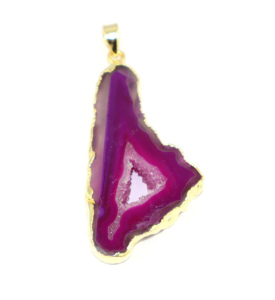 Stunning Fashion Geode Druzy Stone Fancy Shape 18K Electroplated Pendant Brass Metal Fashionable Jewellery for Women Wholesale - Product Image 1