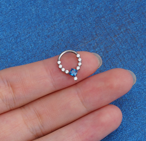 Anillo <span class=keywords><strong>de</strong></span> Nariz <span class=keywords><strong>de</strong></span> Titanio G23 con Segmento Articulado y Cristal Blanco, Diseño <span class=keywords><strong>de</strong></span> Anillo Cerrado, Joyería Corporal Unisex para Oficina/Trabajo/Boda - Product Image 1