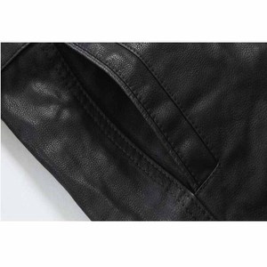 <b>Men's</b> Casual Winter <b>Leather</b> Jacket Punk Style Long Sleeve Hoodless <b>Washed</b> Canvas Outerwear OEM Fashionable Collar for - Product Image 6