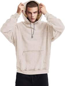 Unisex 400 GSM Vintage Pullover Hoodie High Quality <b>Thick</b> <b>Fleece</b> Regular Fit Solid Pattern Custom Logo Design Winter Plain Dyed - Product Image 3