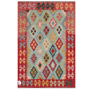 Alfombra Kilim de Maimana, Afganistán, 152 x 101 cm, Textil para el Hogar, Diseño Tradicional Hecho a Mano, Duradera y Elegante - Product Image 1