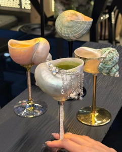 Copa de vino de concha marina elaborada con cuidado con material de concha natural para decoración de comedor de lujo y suministro de exportación a granel - Product Image 6