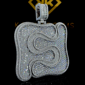 Pendentif Moissanite personnalisé, bijoux pour hommes, pendentif homme rappeur, pendentif Moissanite Hip Hop en argent 925, pendentif diamant glacé - Product Image 3