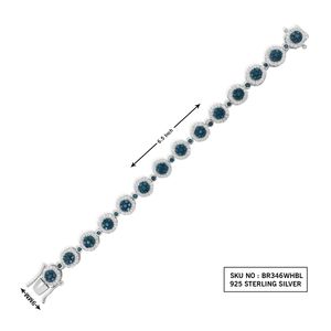 5.52 Ct Natural Round Blue and White Diamond 925 Sterling Silver Cluster Tennis <b>Bracelet</b> for Womens 6.5 Inches - Product Image 2
